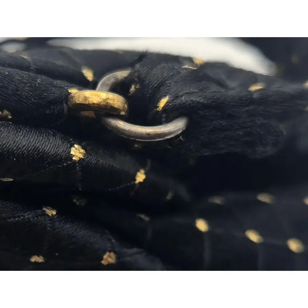 Frilo Vintage Black and Gold Polka Dot Clutch/Wristlet Purse